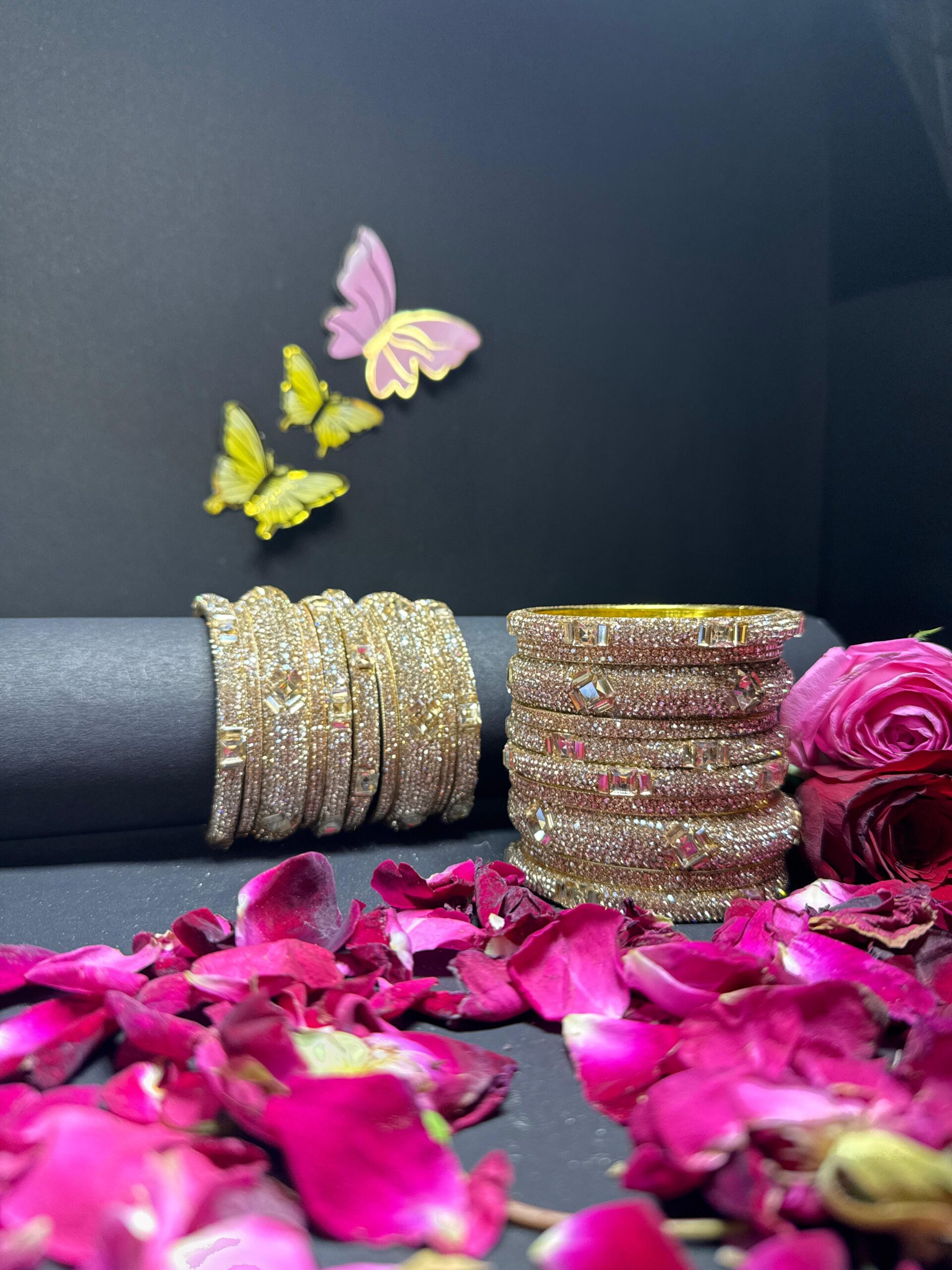 Premium Diamond-Look Bridal Bangles Set - Image 2